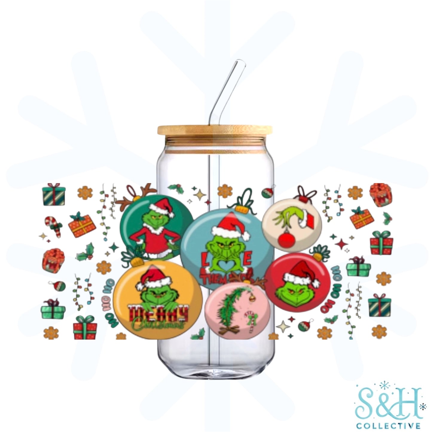 Grinch - Baubles (Holographic Finish) 16oz Can Cup Tumbler
