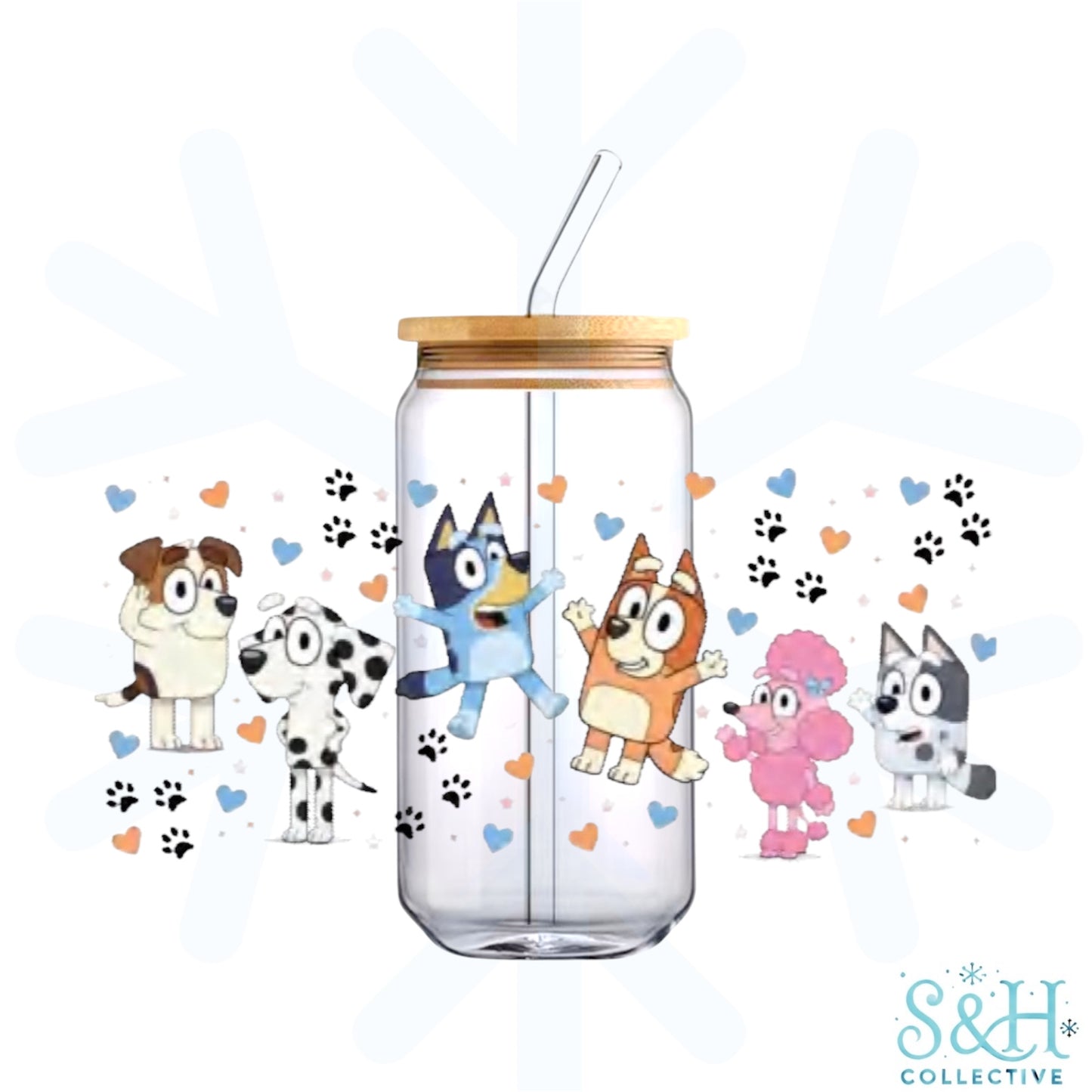 Blue Dog - Pink Stars (Standard Finish) 16oz Can Cup Tumbler