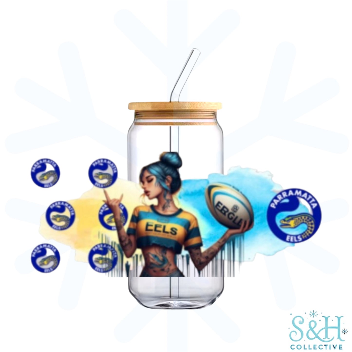 Footy - Eels V2 (Holographic Finish) 16oz Can Cup Tumbler - CLEARANCE