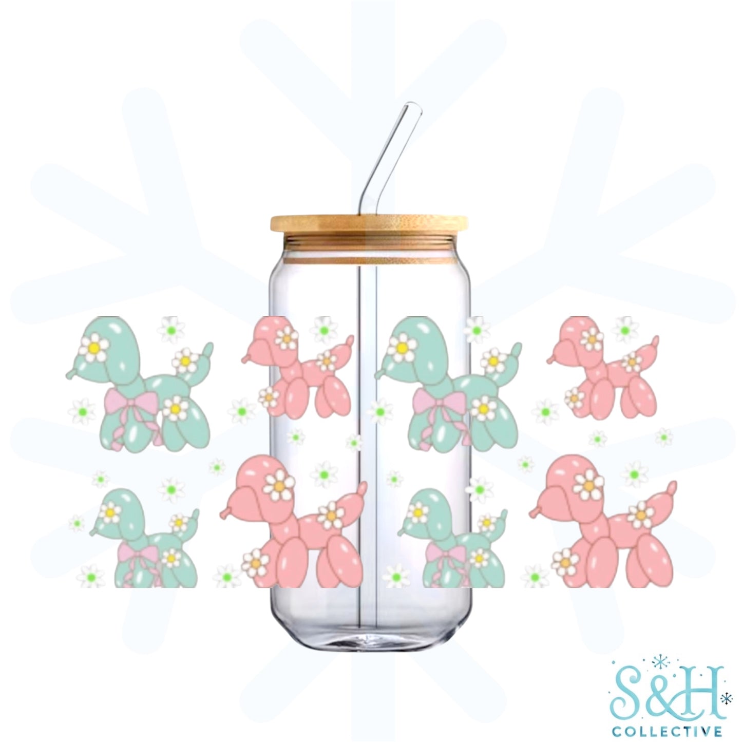 Balloon Dog - Green/Pink (Holographic Finish) 16oz Can Cup Tumbler - CLEARANCE