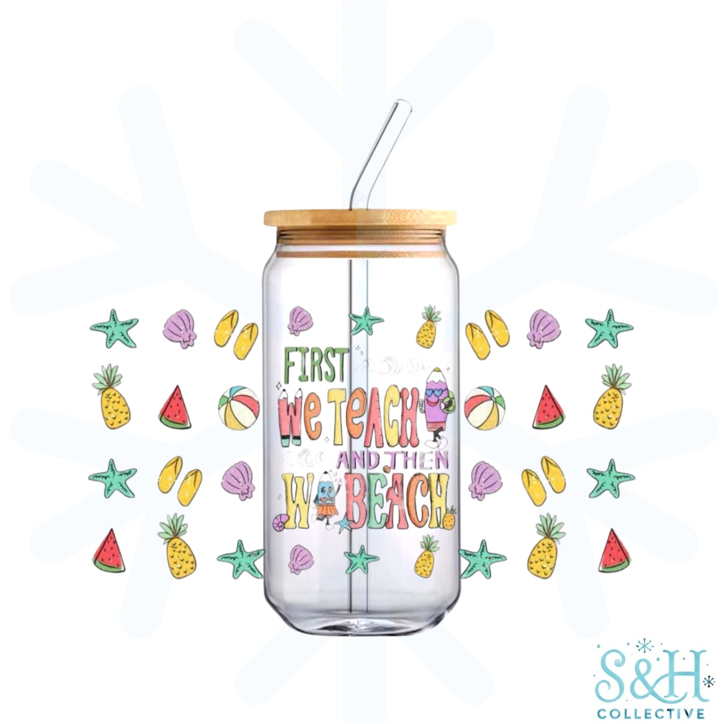 Teach, then Beach (Standard Finish) 16oz Can Cup Tumbler - CLEARANCE
