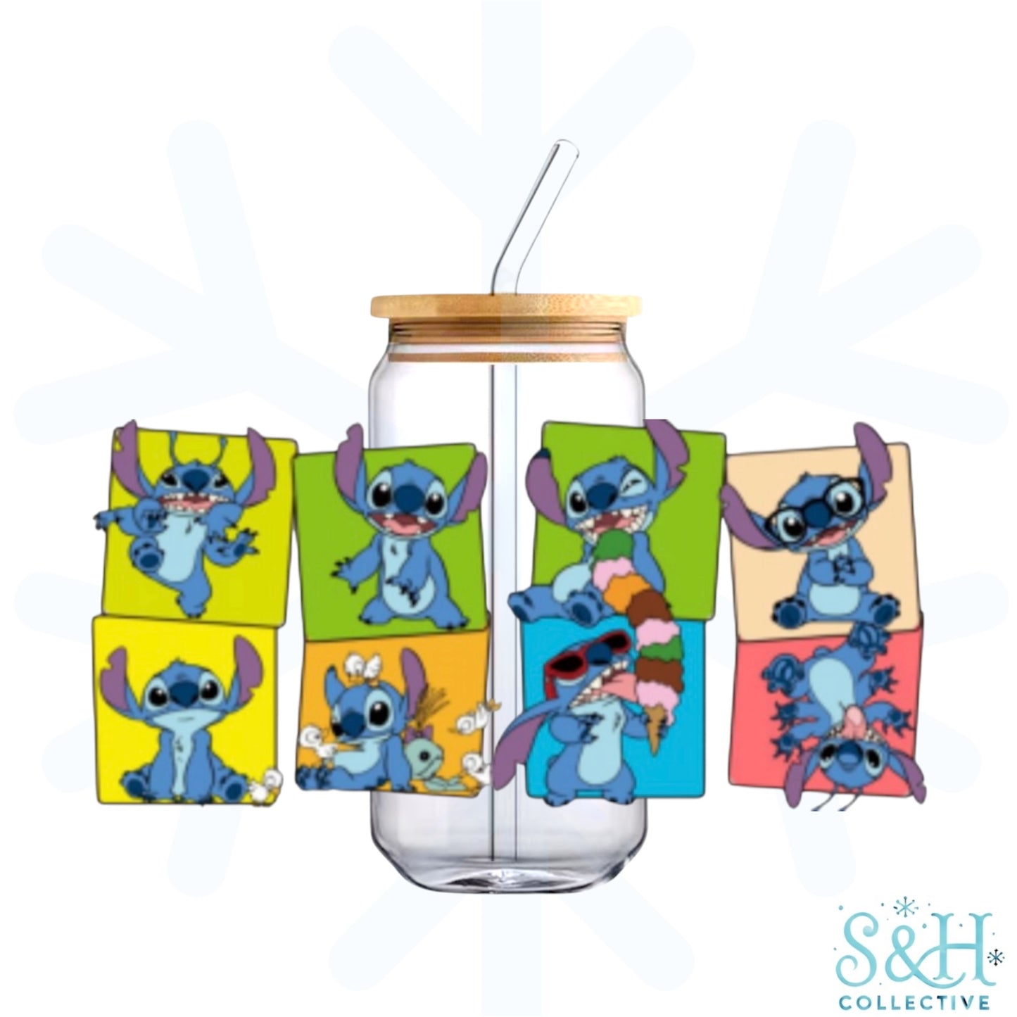 Stitch - Grid (Holographic Finish) 16oz Can Cup Tumbler