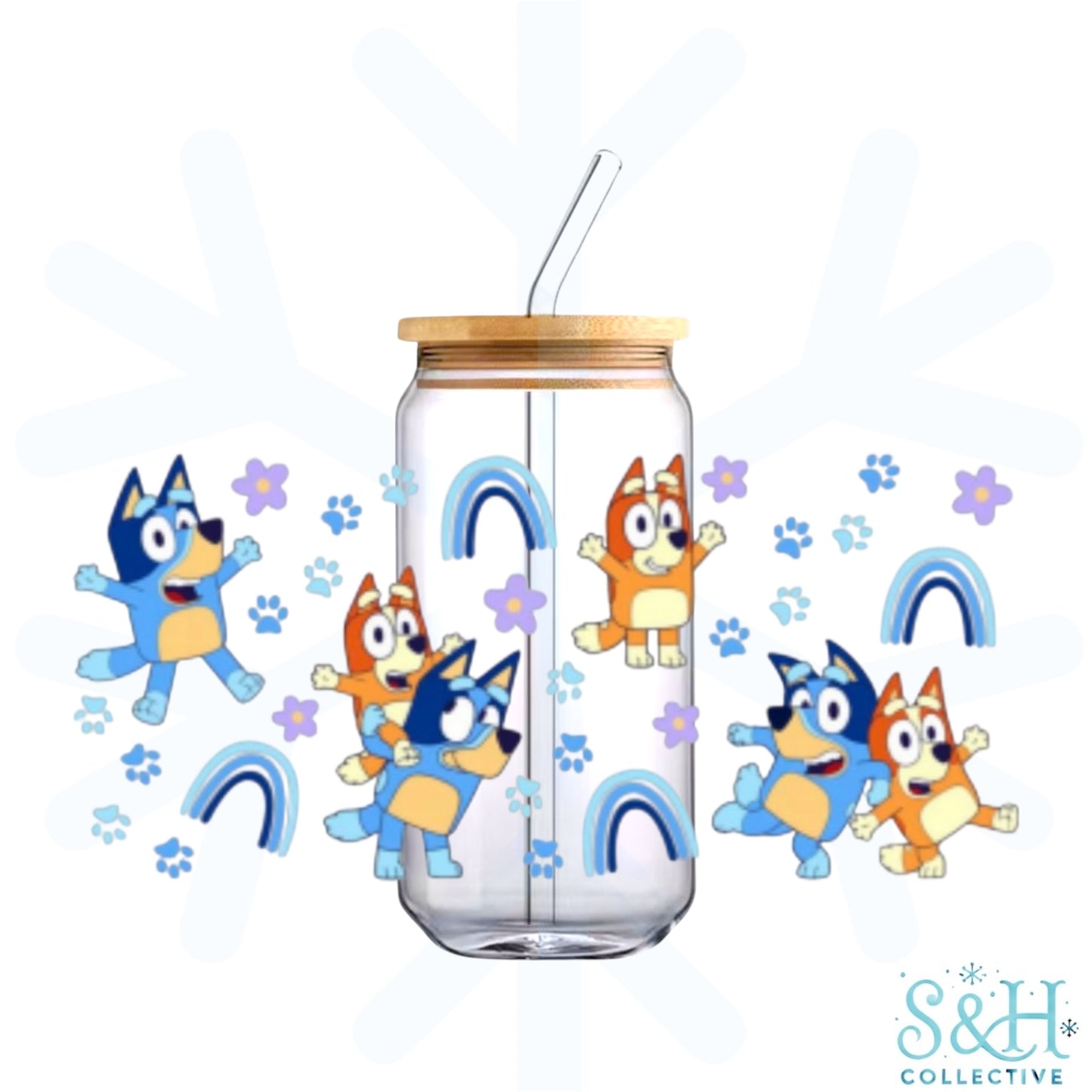 Blue Dog - Rainbows (Holographic Finish) 16oz Can Cup Tumbler