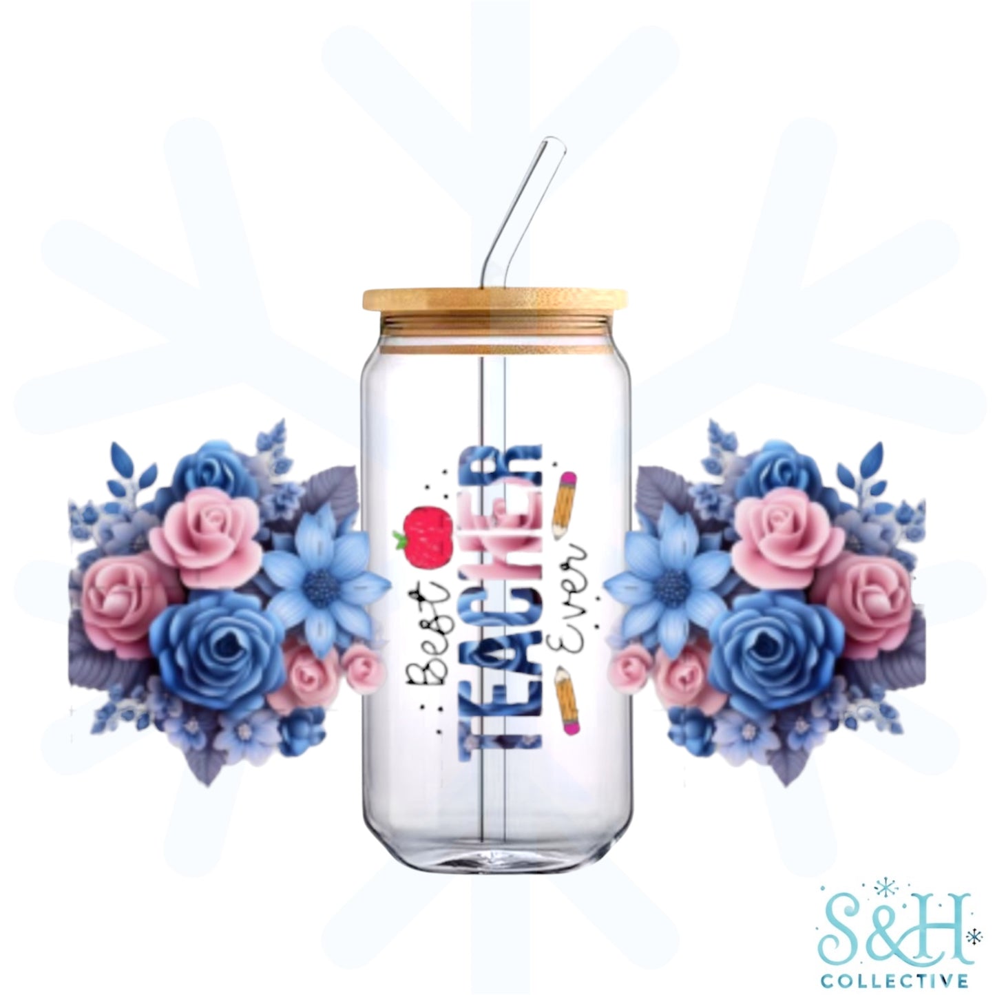Best Teacher Ever - Flowers (Standard Finish) 16oz Can Cup Tumbler