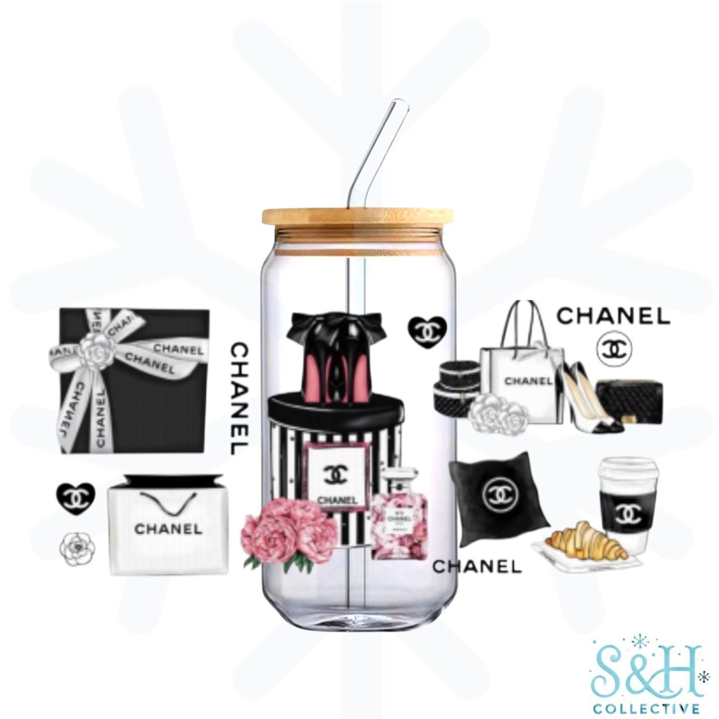 Chanel - Black (Holographic Finish) 16oz Can Cup Tumbler