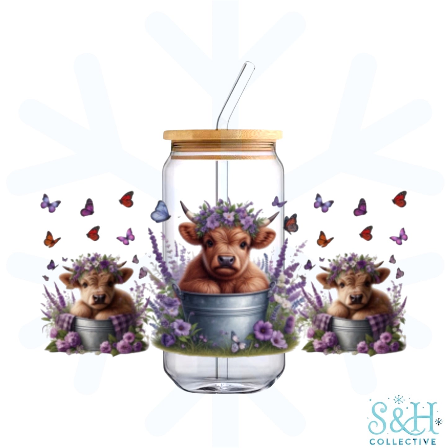 Highland Cows - Purple (Double Sided, Standard Finish) 16oz Can Cup Tumbler