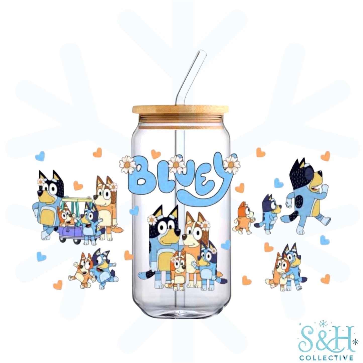 Blue Dog - Flowers (Holographic Finish) 16oz Can Cup Tumbler