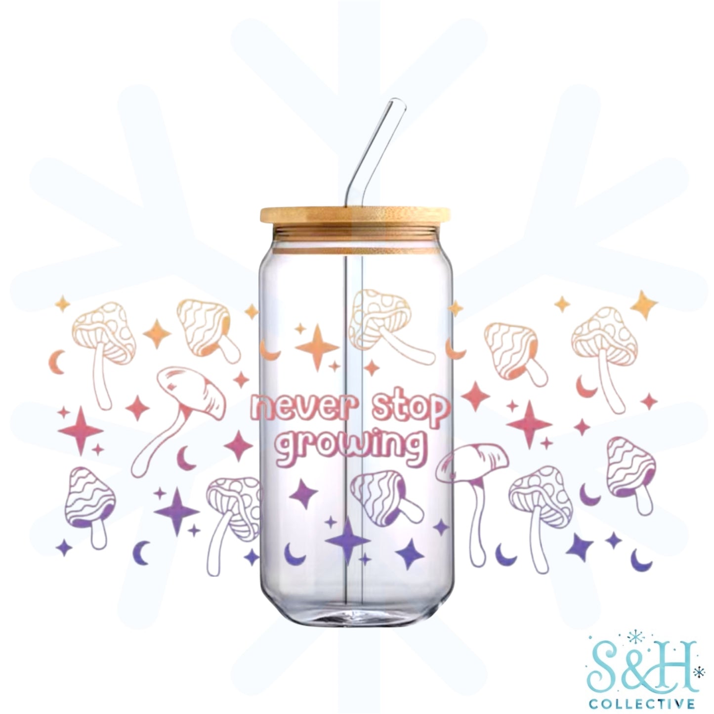 Never Stop Growing (Standard Finish) 16oz Can Cup Tumbler - CLEARANCE