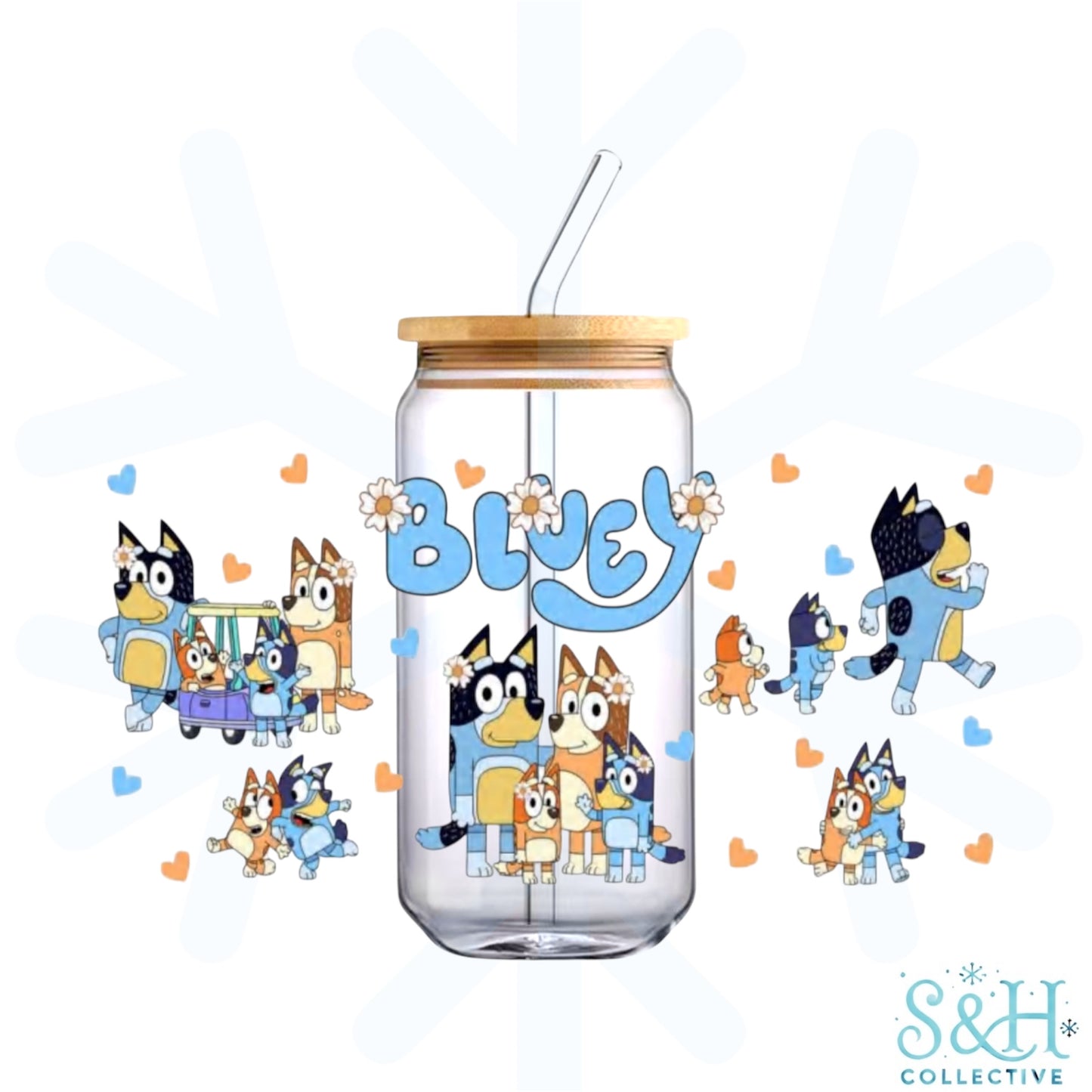 Blue Dog - Flowers (Holographic Finish) 16oz Can Cup Tumbler