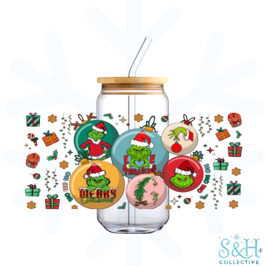 Grinch - Baubles (Holographic Finish) 16oz Can Cup Tumbler