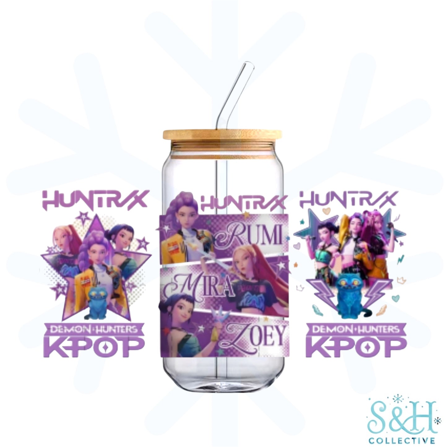 KPop Demon Hunters - Grid (Double Sided, Standard Finish) 16oz Can Cup Tumbler