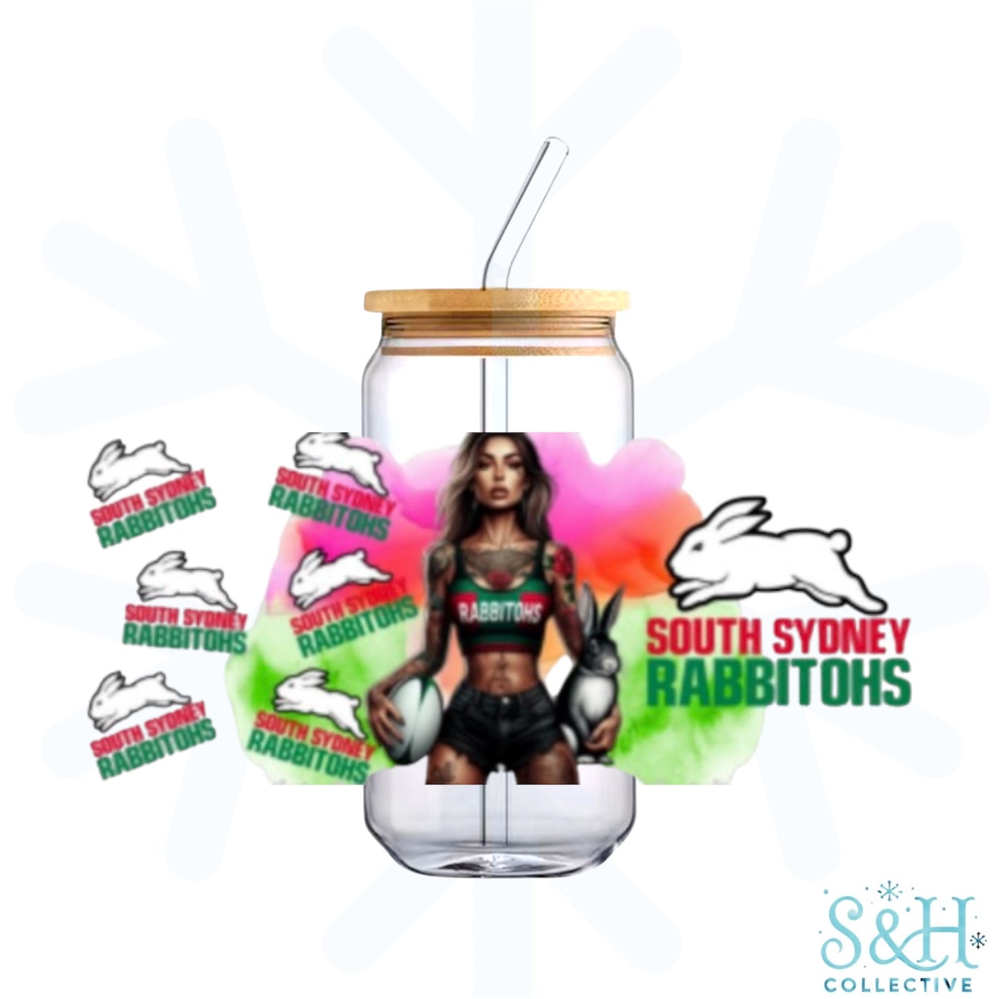 Footy - Rabbitohs V2 (Holographic Finish) 16oz Can Cup Tumbler - CLEARANCE