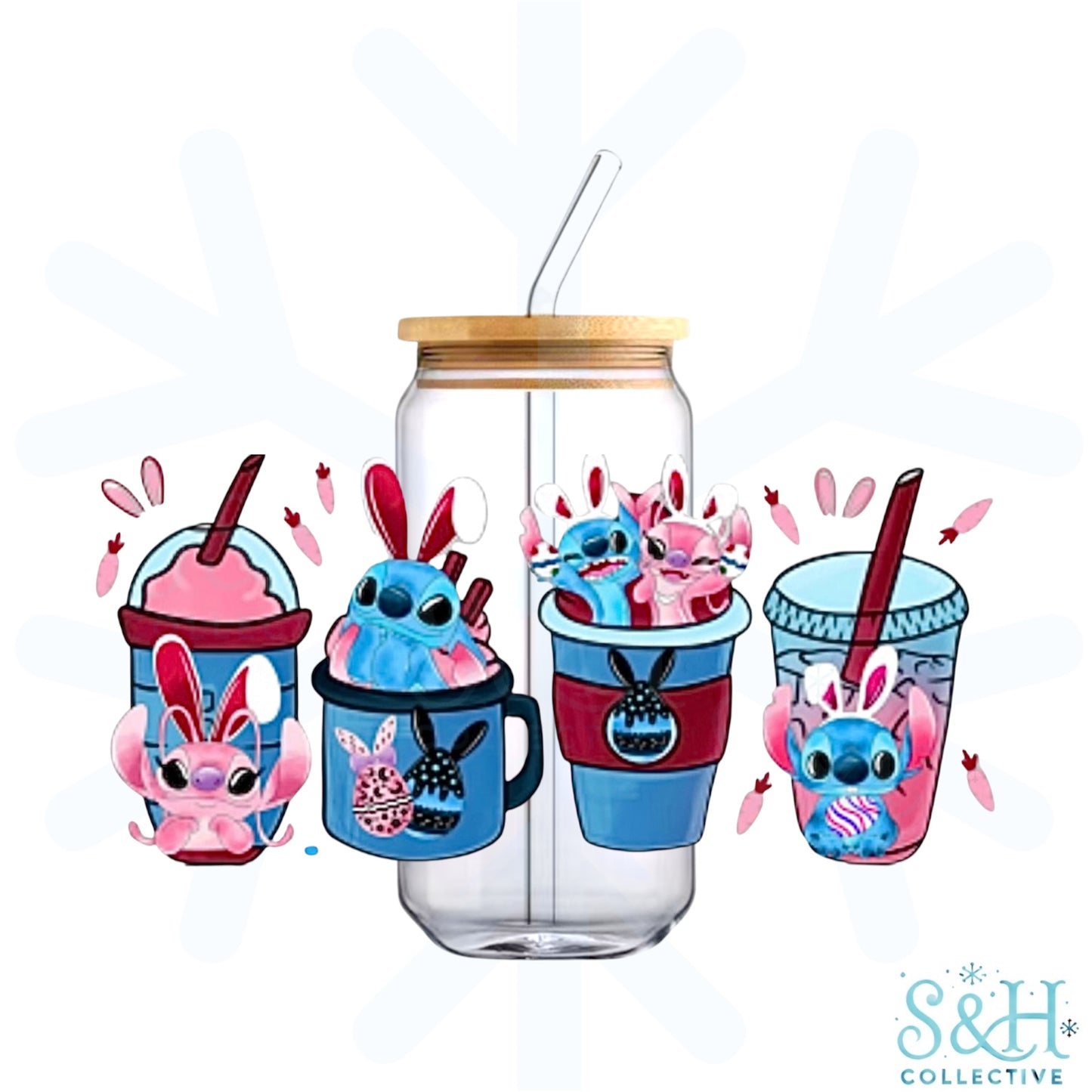 Stitch - Easter (Holographic Finish) 16oz Can Cup Tumbler