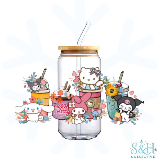 Kitty - Flower Cups (Standard Finish) 16oz Can Cup Tumbler