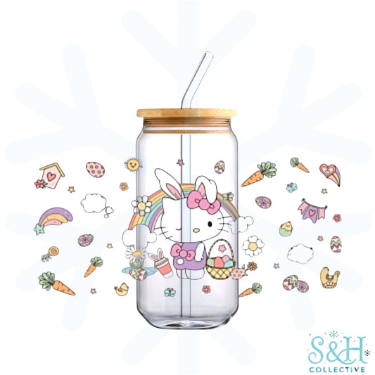 Kitty - Easter (Holographic Finish) 16oz Can Cup Tumbler - CLEARANCE