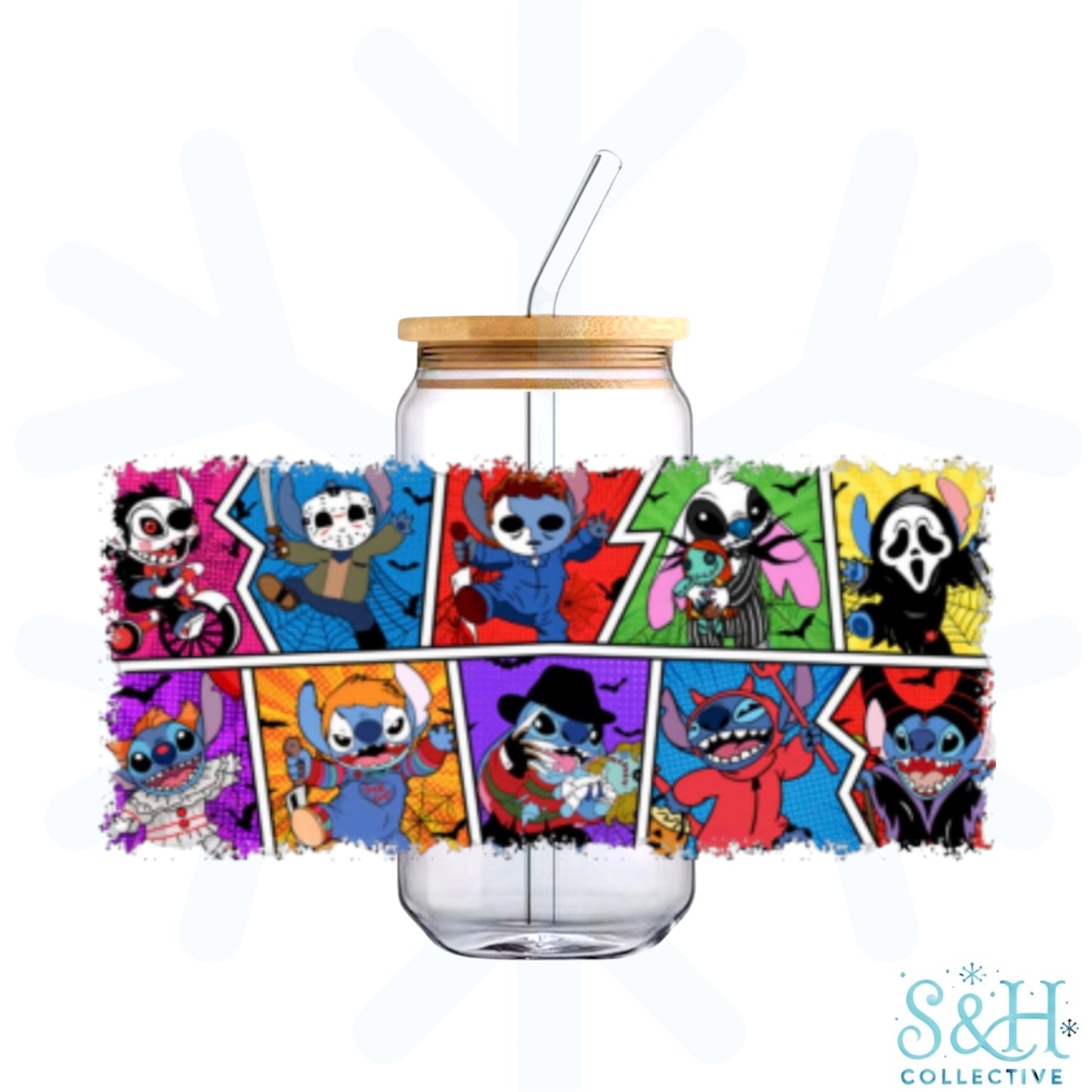Stitch X Serial Killers (Holographic Finish) 16oz Can Cup Tumbler
