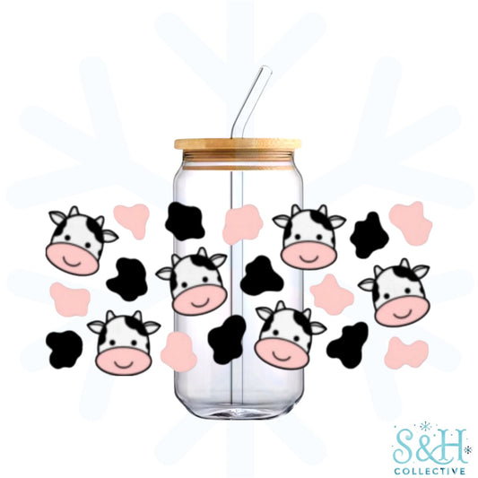 Black & White Cows (Holographic Finish) 16oz Can Cup Tumbler