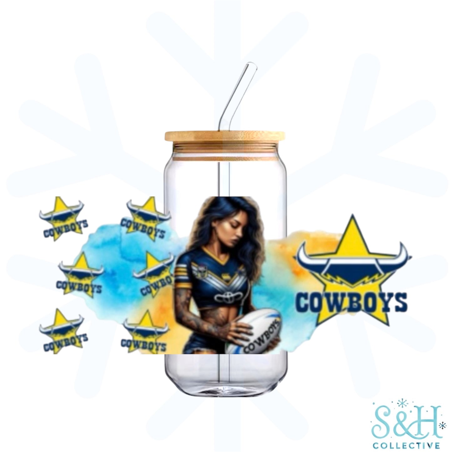 Footy - Cowboys V2 (Holographic Finish) 16oz Can Cup Tumbler - CLEARANCE