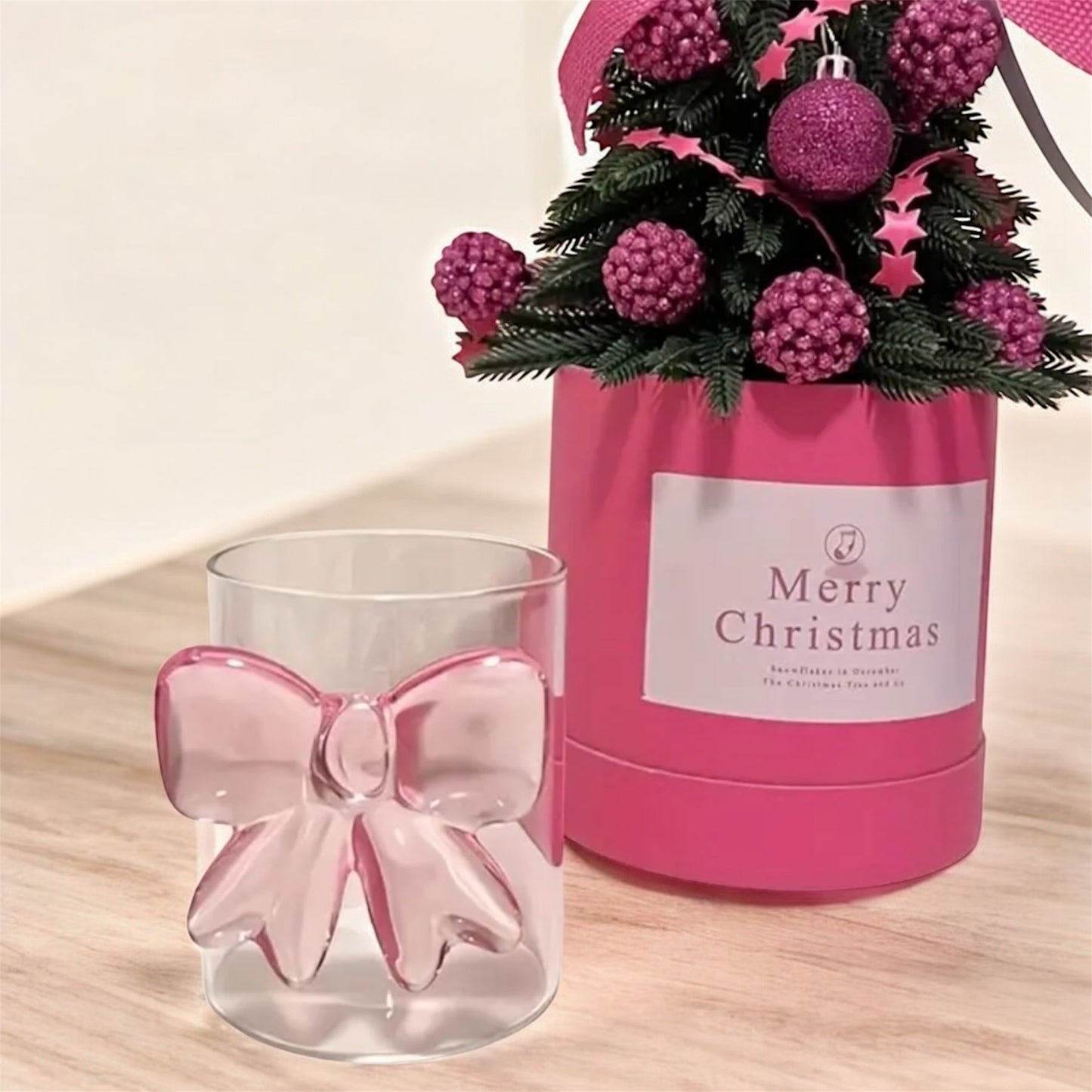 Oversized Pink Bow Glass
