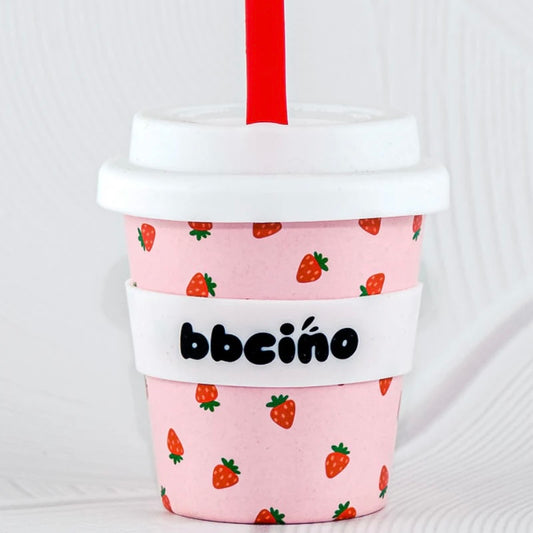 BBcino 4oz (120mL) Babychino Cup - Strawberries (Straw Included)