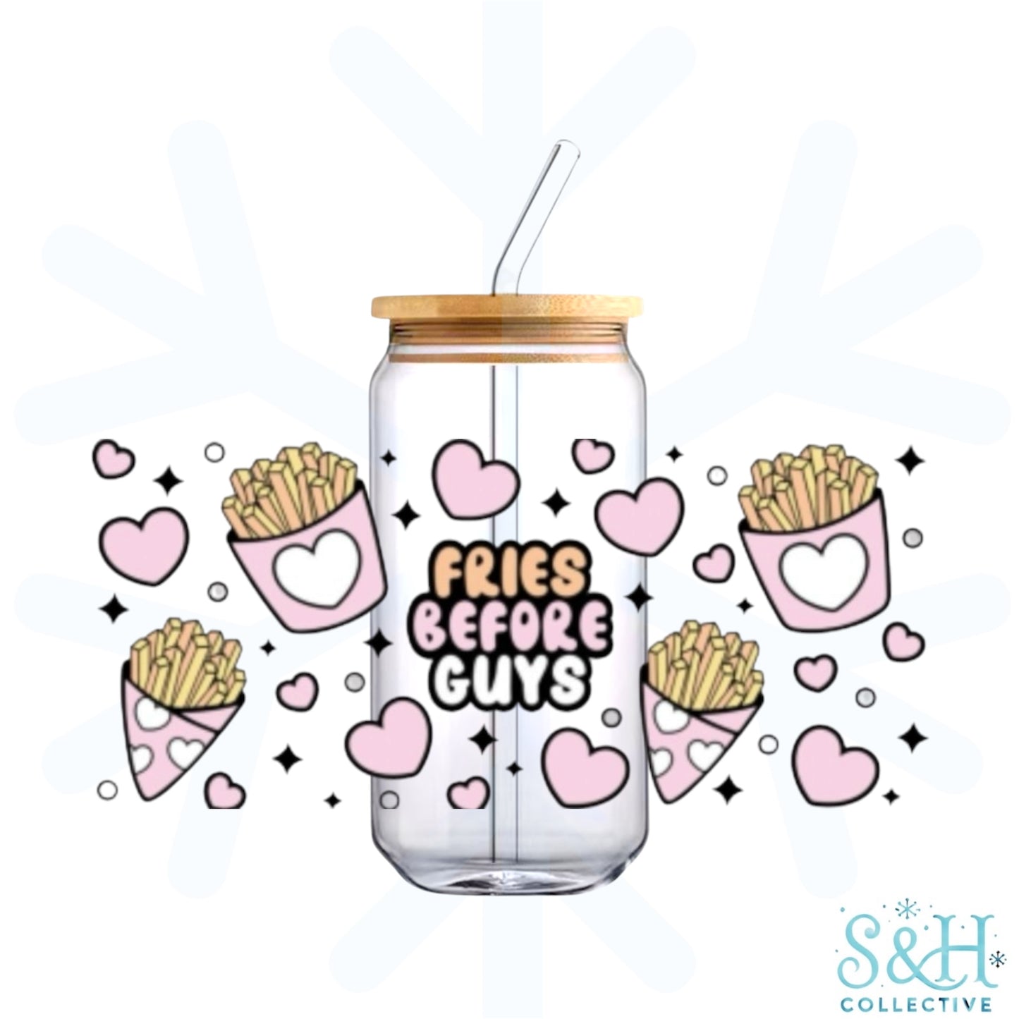 Fries Before Guys - Hearts (Standard Finish) 16oz Can Cup Tumbler