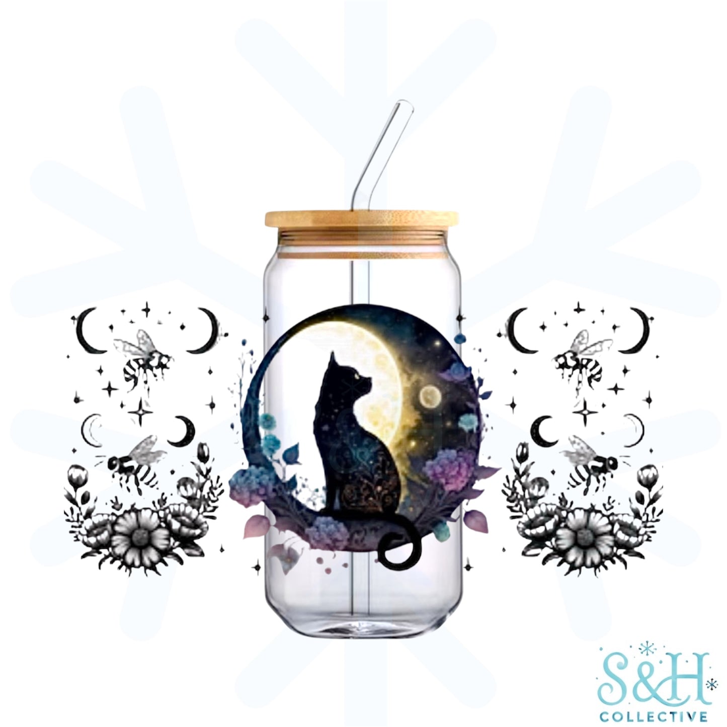 Black Cat (Holographic Finish) 16oz Can Cup Tumbler