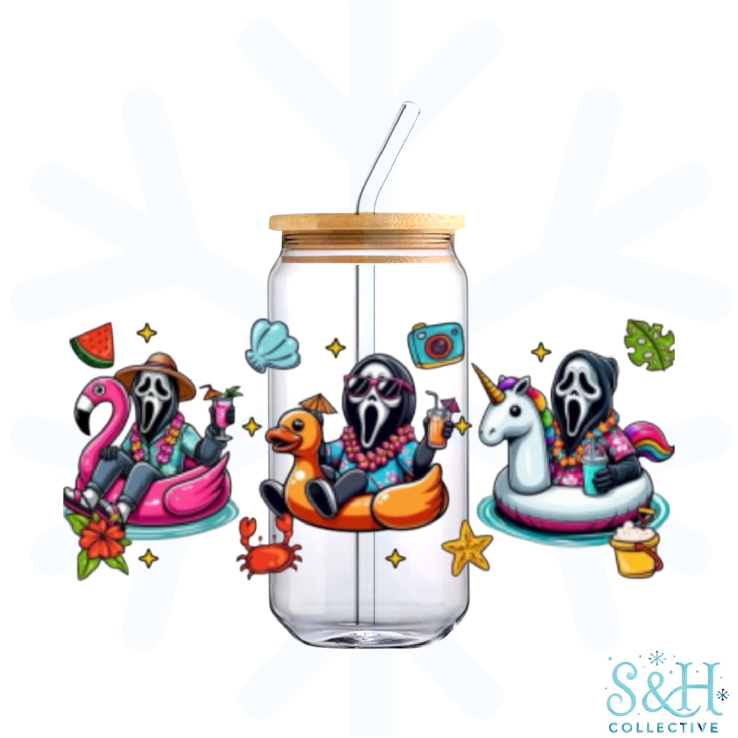 Ghost Face - Summer Vibes (Holographic Finish) 16oz Can Cup Tumbler