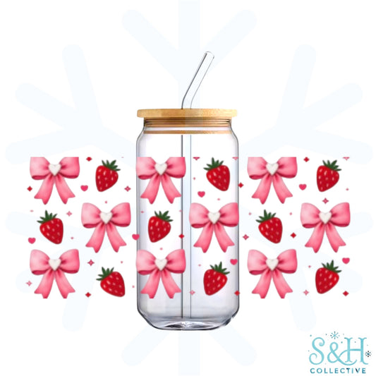 Bows - Strawberry (Holographic Finish) 16oz Can Cup Tumbler
