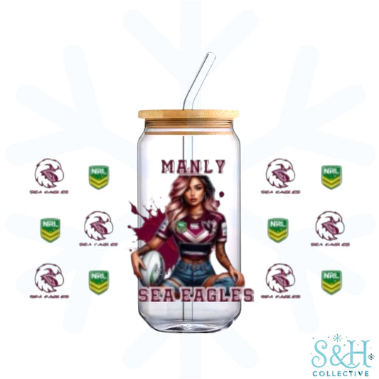 Rugby - Sea Eagles (Holographic Finish) 16oz Can Cup Tumbler