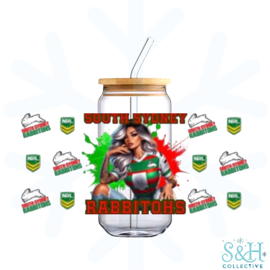 Rugby - Rabbitohs (Holographic Finish) 16oz Can Cup Tumbler