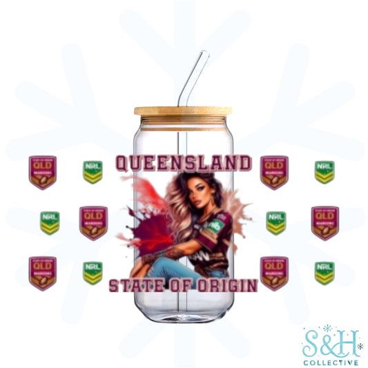 Rugby - QLD (Holographic Finish) 16oz Can Cup Tumbler