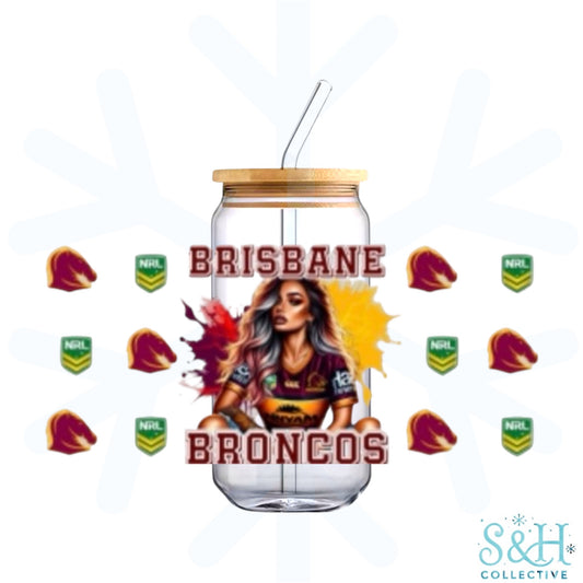 Rugby - Broncos (Holographic Finish) 16oz Can Cup Tumbler
