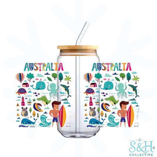 Australia - Square (Holographic Finish) 16oz Can Cup Tumbler