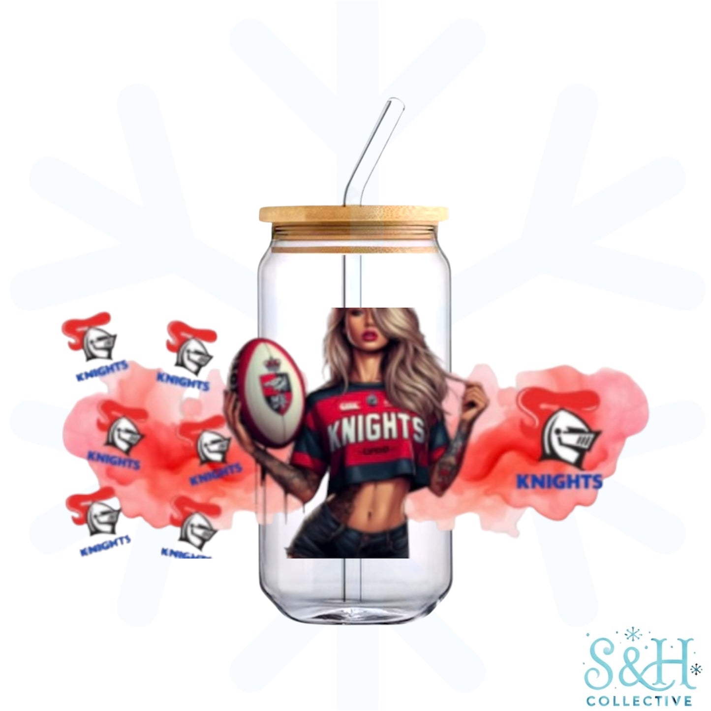 Footy - Knights V2 (Holographic Finish) 16oz Can Cup Tumbler - CLEARANCE