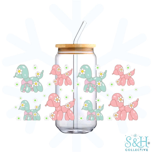 Balloon Dog - Green/Pink (Holographic Finish) 16oz Can Cup Tumbler - CLEARANCE