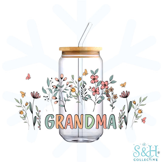Grandma - Flowers (Standard Finish) 16oz Can Cup Tumbler