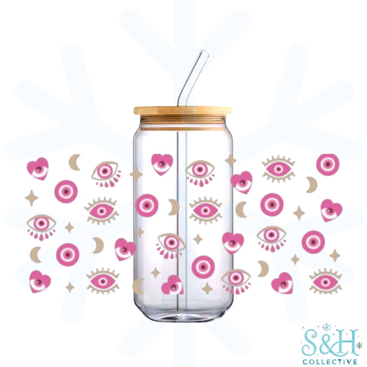 Evil Eye - Pink (Holographic Finish) 16oz Can Cup Tumbler