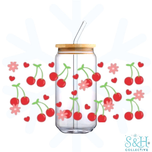 Cherry Hearts (Holographic Finish) 16oz Can Cup Tumbler