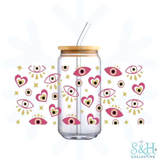 Evil Eye - Pink (Holographic Finish) 16oz Can Cup Tumbler