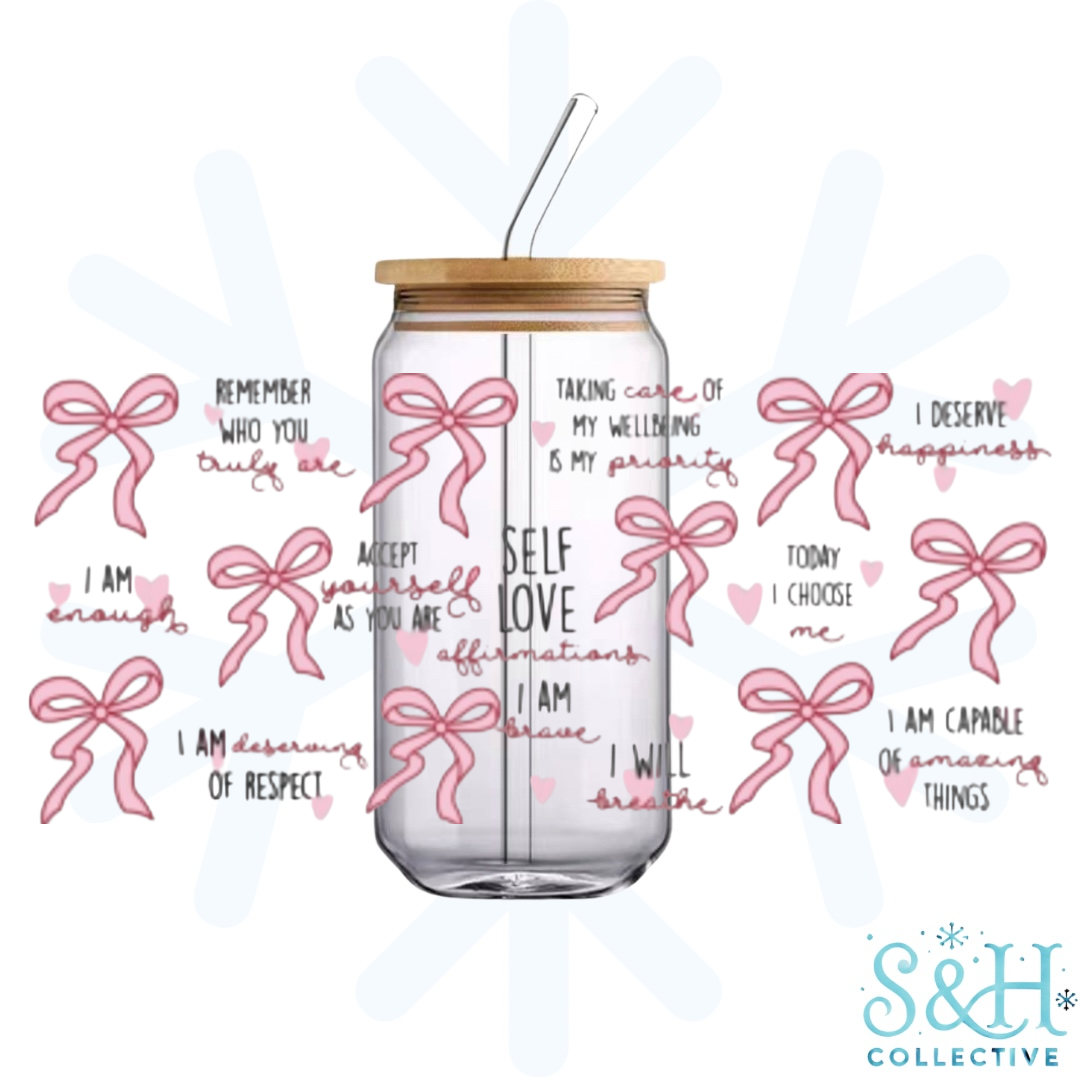 Self Love Affirmations (Holographic Finish) 16oz Can Cup Tumbler