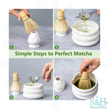 8pcs Matcha Set in Pink Carry Case Gift Box