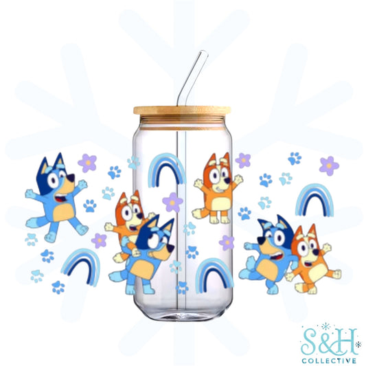 Blue Dog - Rainbows (Holographic Finish) 16oz Can Cup Tumbler