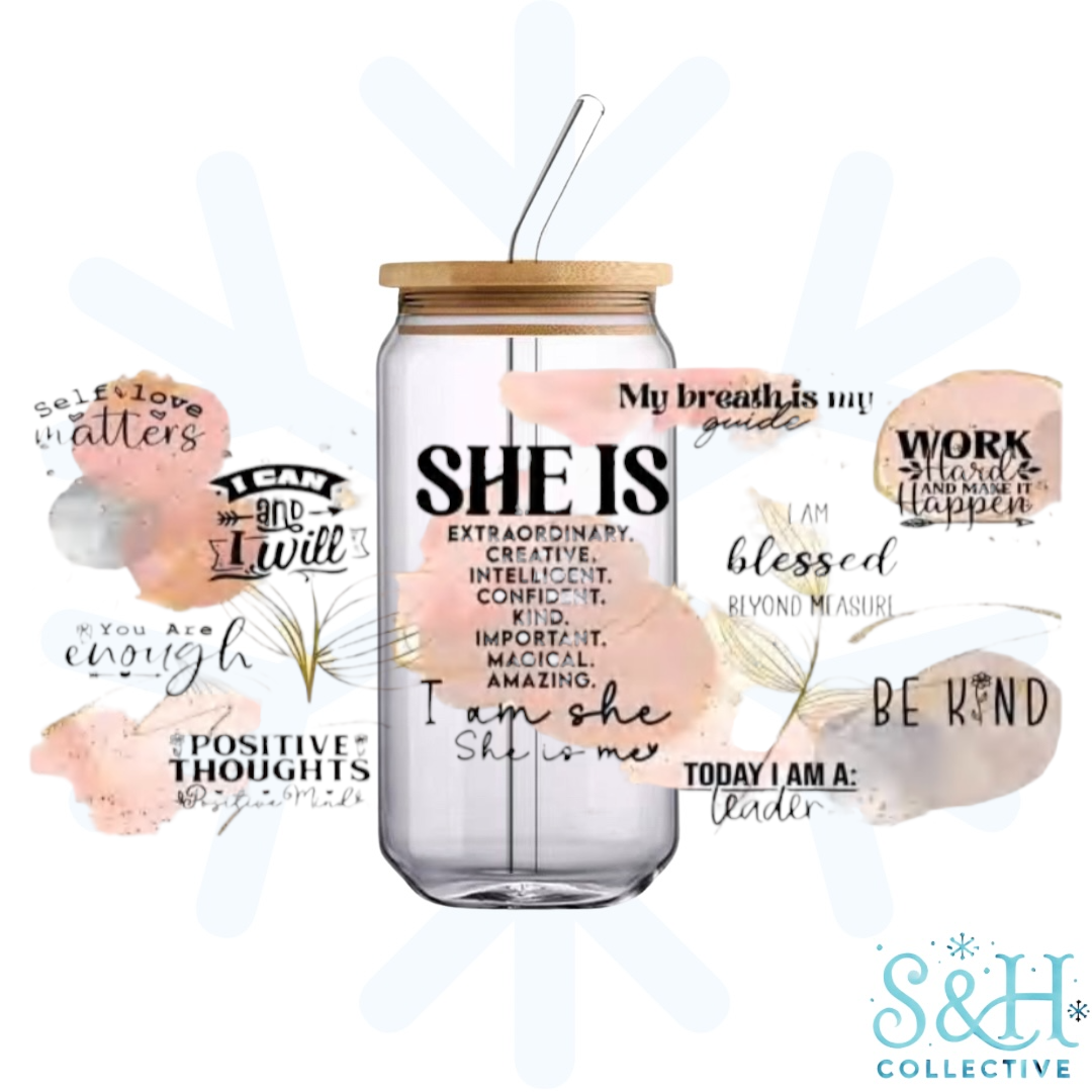 She Is (Holographic Finish) 16oz Can Cup Tumbler