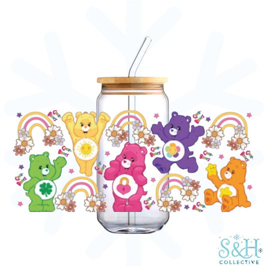 Retro Bears - Rainbows (Holographic Finish) 16oz Can Cup Tumbler