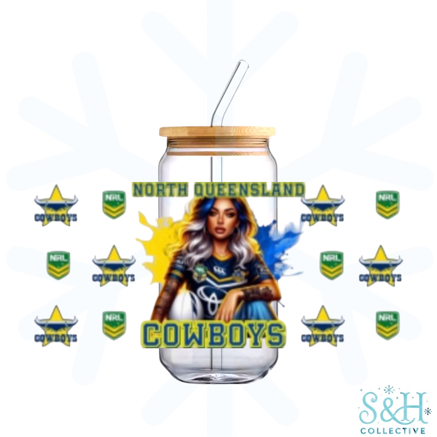 Rugby - Cowboys (Holographic Finish) 16oz Can Cup Tumbler