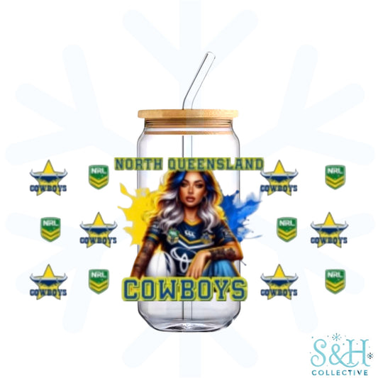 Rugby - Cowboys (Holographic Finish) 16oz Can Cup Tumbler