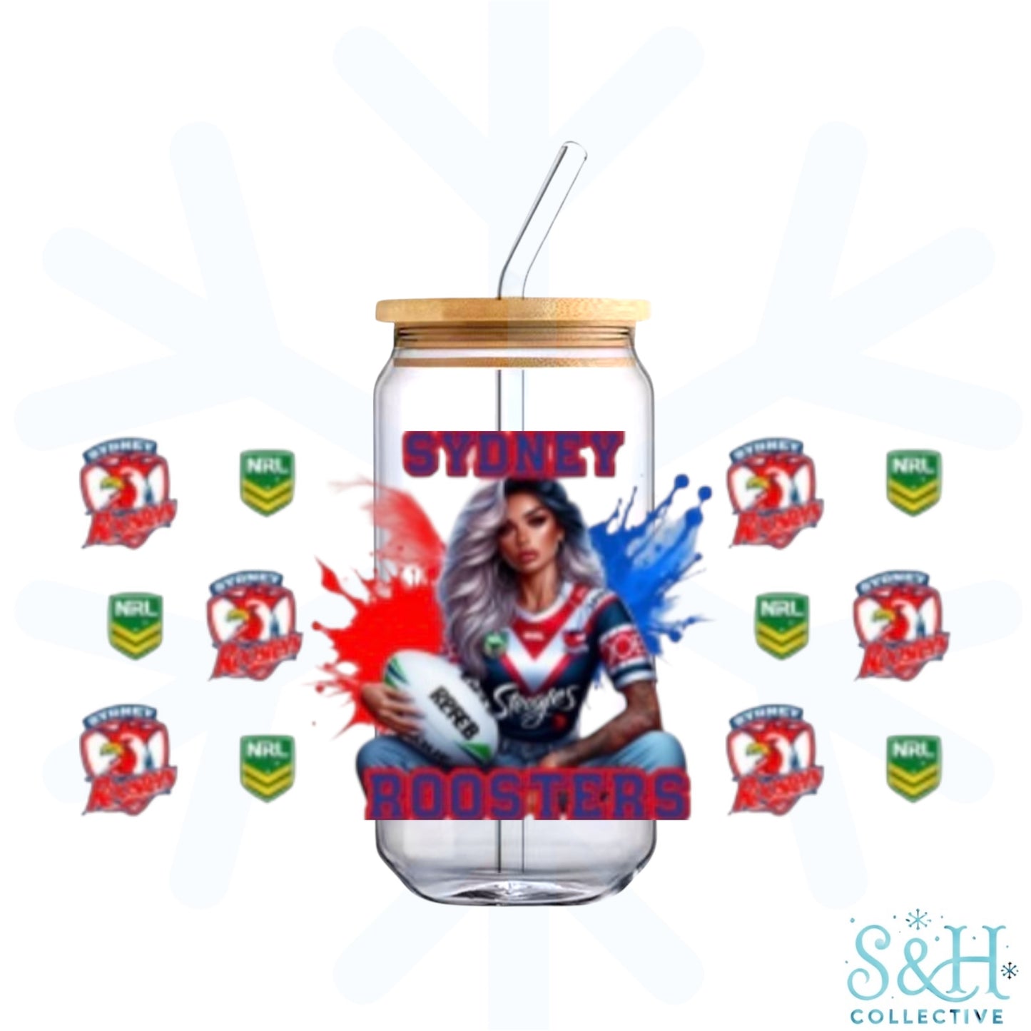 Rugby - Roosters (Holographic Finish) 16oz Can Cup Tumbler