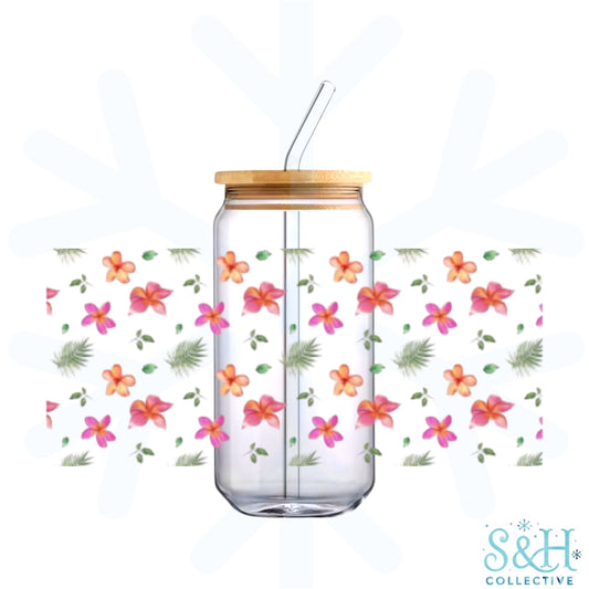 Hawaiian Flowers (Holographic Finish) 16oz Can Cup Tumbler