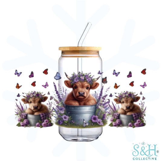 Highland Cows - Purple (Double Sided, Standard Finish) 16oz Can Cup Tumbler