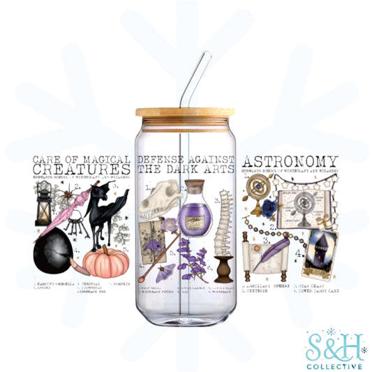Hogwarts - Magical Creatures, Dark Arts, Astronomy (Standard Finish) 16oz Can Cup Tumbler - CLEARANCE